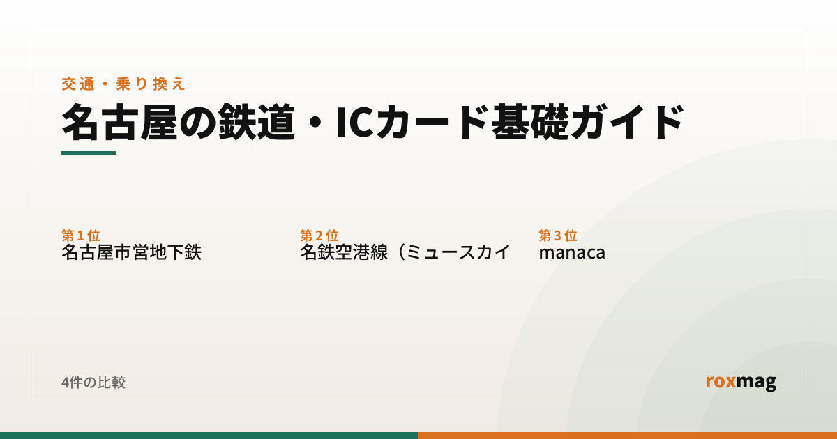 名古屋の鉄道・ICカード基礎ガイド